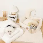 撥水お星さまとお月さま柄刺繍キルティングクッションベッド