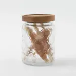 レトロ柄ウッド蓋ガラスキャニスター