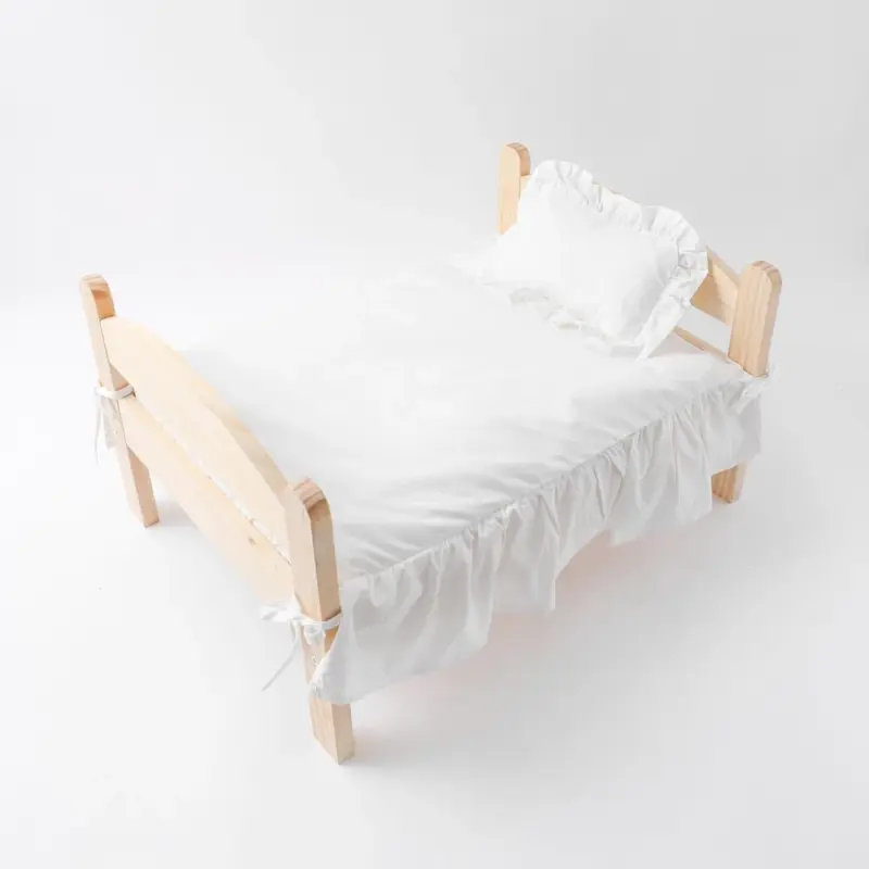 フリル組み立てウッドベッド