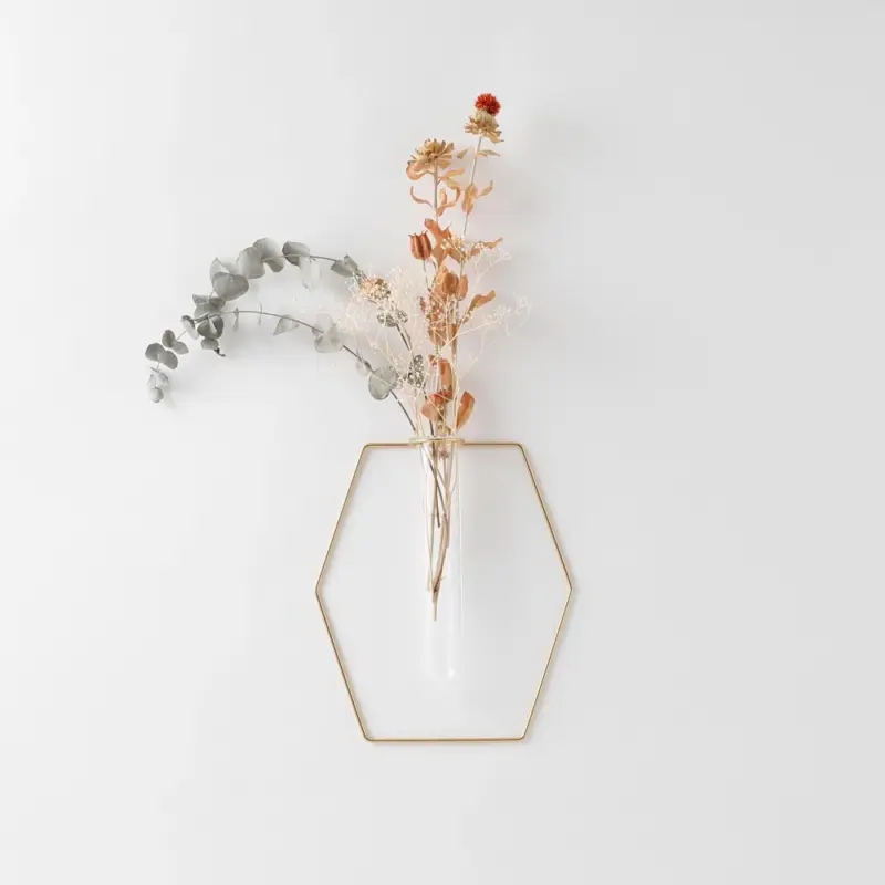 ヘキサゴン型ウォールフラワーベース フック付