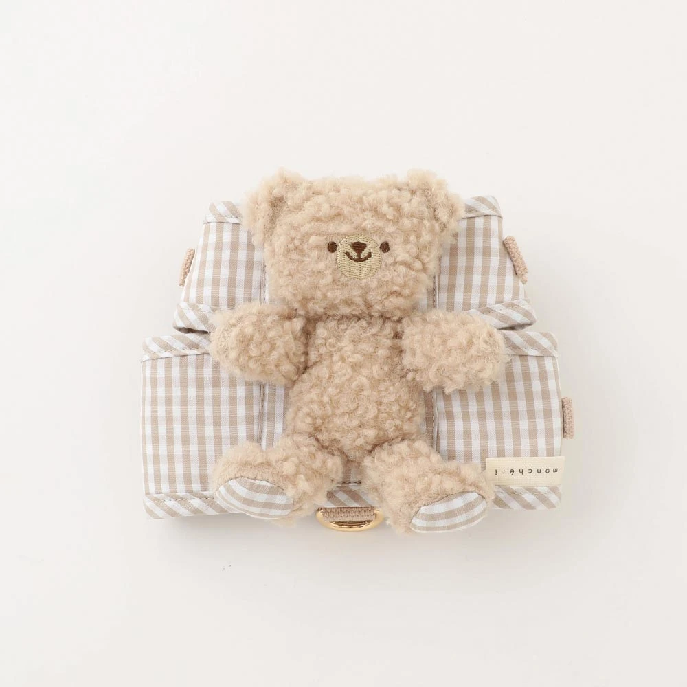 product_image_1763950001 くまさんギンガムチェックおんぶハーネス+リードSET【名入れ刺繍対応】