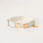 ギンガムチェックいちごフラワーチャームカラー+リードSET【名入れ彫刻対応】