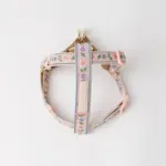 反射フラワー刺繍ハーネス+リードSET【名入れ刺繍対応】