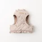 リボン刺繍フリルキルティングハーネス+リードSET【名入れ刺繍対応】