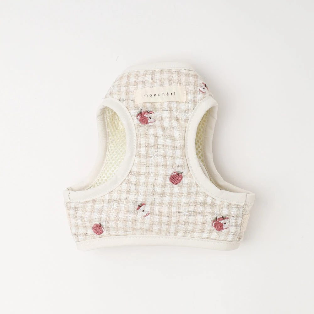 product_image_1763955423 リンゴ柄刺繍ハーネス+リードSET【名入れ刺繍対応】