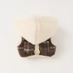 ファーフード付チェックハーネス+リードSET【名入れ刺繍対応】