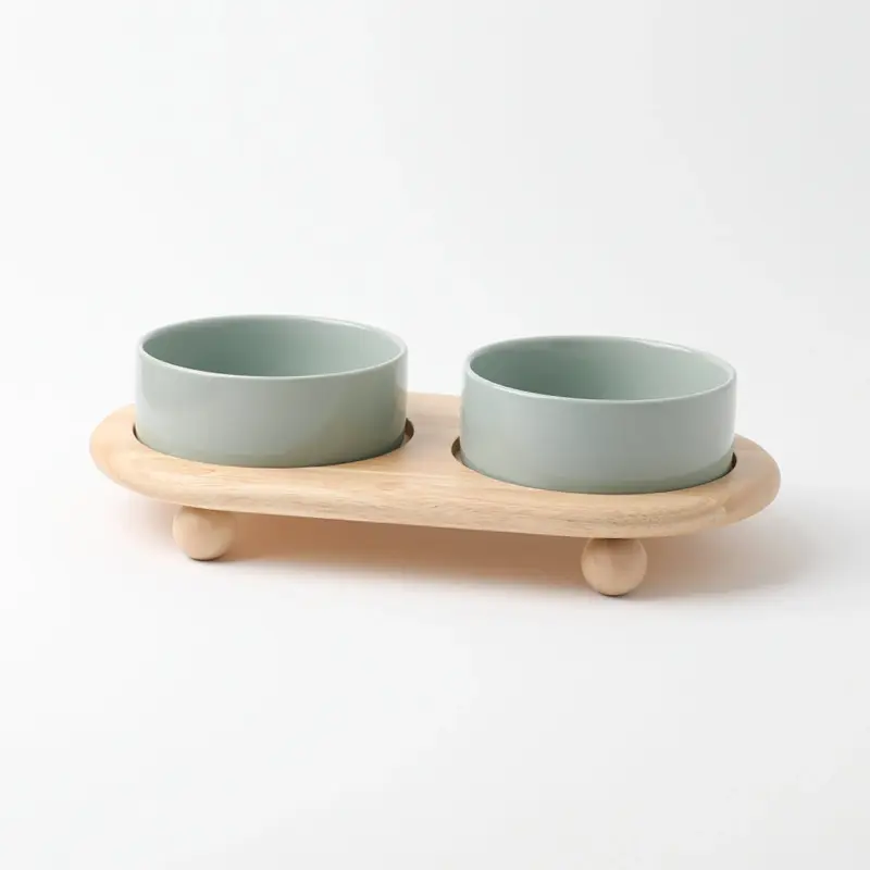 ウッドボールベースダブルフードボウル